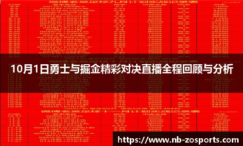 10月1日勇士与掘金精彩对决直播全程回顾与分析